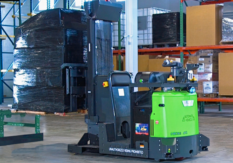 Photo of a Forklift lifting a pallet